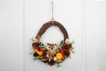 Wreath MagicHome Nature, autumn, orange, with owl, 35x34x10 cm