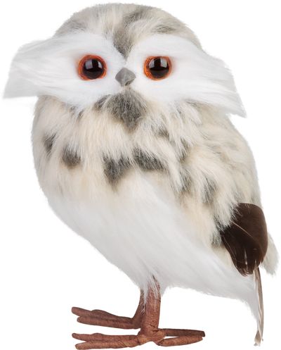 Bagoly MagicHome Karácsony, krémszínű pöttyös, 7x9x15,5 cm