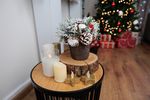 Ikebana MagicHome Vianoce, so zasneženou čečinou, imitácia dreva 18 cm