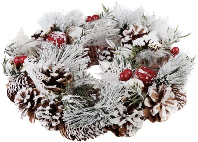 Koszorú MagicHome Vianoce, havas fenyővel, adventi, 31x8,5 cm