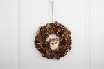 Christmas Wreath MagicHome, natural, hanging, brown, with owl, 30x8 cm
