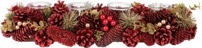 Ikebana MagicHome Karácsony, természetes, piros, adventi, 50x16x9 cm
