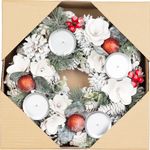 Koszorú MagicHome, karácsonyi, természetes, fehér, adventi, 30 cm