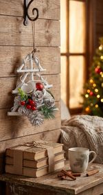 Decoration MagicHome Christmas, Tree with fir branches and pinecones, hanging, 18x6x20 cm