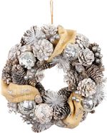 Christmas Wreath MagicHome, natural, cream, hanging, 33x9 cm