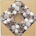 Christmas Wreath MagicHome, natural, white, hanging, with stars, 35x9 cm