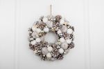 Wreath MagicHome Vianoce, natural, white, hanging, with stars, 35x9 cm