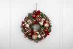 Hanging Christmas Wreath MagicHome, natural, with fir branches and toadstools, 30 cm