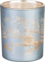 Candle Holder MagicHome Christmas, grey, with landscape, 6x7 cm