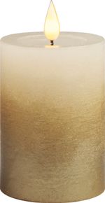 Candle MagicHome Christmas, LED, 2xAAA, simple lighting, cream/gold, metallic effect, 7x10 cm