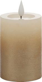 Candle MagicHome Christmas, LED, 2xAAA, simple lighting, cream/gold, metallic effect, 7x10 cm