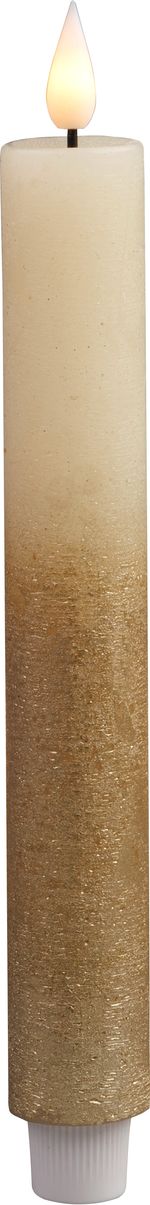 Candle MagicHome Christmas, LED, 2xAAA, simple lighting, timer, cream/gold, metallic effect, 3x25 cm