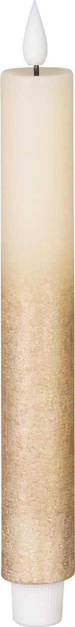 Sviečka MagicHome Vianoce, LED, 2xAAA, jednoduché svietenie, časovač, krémová/zlatá, metalický efekt, 3x25 cm