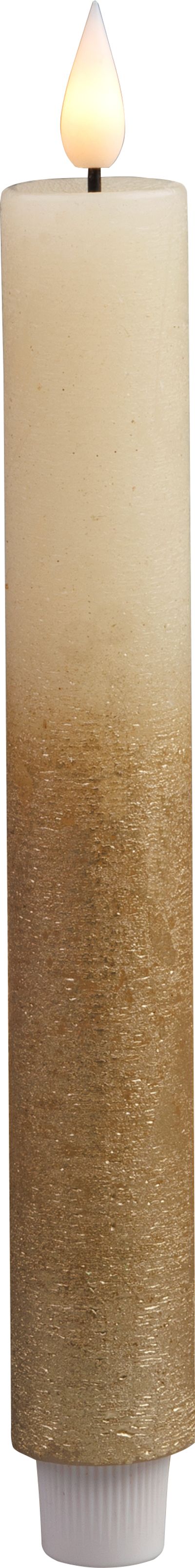 Candle MagicHome Christmas, LED, 2xAAA, simple lighting, timer, cream/gold, metallic effect, 3x25 cm