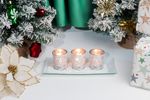 Candle Holder MagicHome Christmas, on tray, for tealight candles, white, 26x12x7 cm