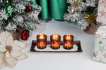 Candle Holder MagicHome Christmas, on tray, for tealight candles, copper, 26x12x7 cm