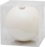 Gömb MagicHome Karácsony, 1 db, fehér, csillámos, karácsonyfára, 15 cm