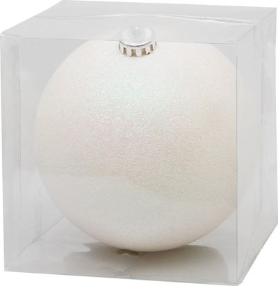 Gömb MagicHome Karácsony, 1 db, fehér, csillogó, karácsonyfára, 15 cm