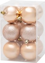 Gömbök MagicHome Karácsony, 12 db, rózsaarany, karácsonyfára, 6 cm