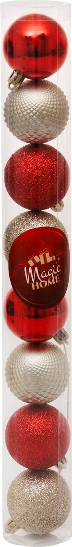 Balls MagicHome Christmas, 8 pcs, red-champagne, for Christmas tree, 5 cm, Sellbox 36 tubes