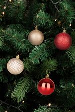 Gömbök MagicHome Karácsony, 8 db, piros-pezsgő, karácsonyfára, 5 cm, Sellbox 36 tubus