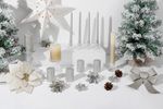 Candle MagicHome Christmas, 4.8x8 cm, cylindrical, pack of 4 pcs, silver, with glitter, Advent