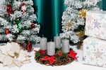 Candle MagicHome Christmas, 4.8x8 cm, cylindrical, pack of 4 pcs, silver, with glitter, Advent