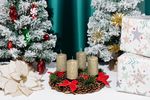 Candle MagicHome Christmas, 4.8x8 cm, cylindrical, pack of 4 pcs, champagne, with glitter, Advent