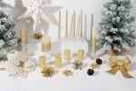 Candle MagicHome Christmas, 4.8x8 cm, cylindrical, pack of 4 pcs, gold, with glitter, Advent