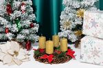 Candle MagicHome Christmas, 4.8x8 cm, cylindrical, pack of 4 pcs, gold, with glitter, Advent