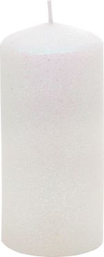 Sviečka MagicHome Vianoce, 5,5x12 cm, valcová, biela, s glitrami
