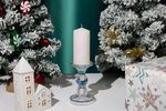 Gyertya MagicHome Vianoce, 5,5x12 cm, henger alakú, fehér, csillámos