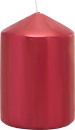 Sviečka MagicHome Vianoce, 7x10 cm, valcová, červená, metalický efekt