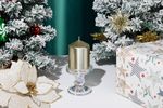 Candle MagicHome Christmas, 7x10 cm, cylindrical, champagne, metallic effect