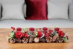 Candle MagicHome Christmas, 4x6 cm, cylindrical, pack of 4 pcs, red, metallic effect, Advent