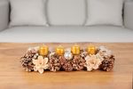 Candle MagicHome Christmas, 4x6 cm, cylindrical, pack of 4 pcs, gold, metallic effect, Advent