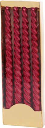Candle MagicHome Christmas, 25 cm, pack of 4 pcs, red, spiral, twisted