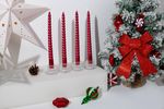 Candle MagicHome Christmas, 25 cm, pack of 4 pcs, red, spiral, twisted