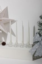 Candle MagicHome Christmas, 25 cm, pack of 4 pcs, white, spiral, twisted