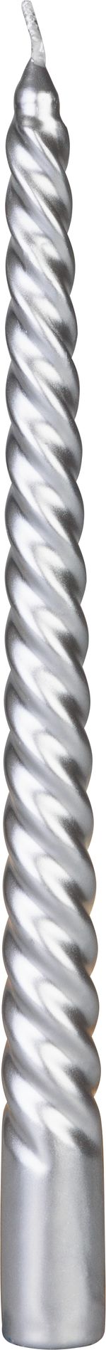 Candle MagicHome Christmas, 25 cm, pack of 4 pcs, silver, spiral, twisted