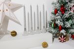 Candle MagicHome Christmas, 25 cm, pack of 4 pcs, silver, spiral, twisted