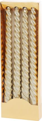 Candle MagicHome Christmas, 25 cm, pack of 4 pcs, champagne, spiral, twisted