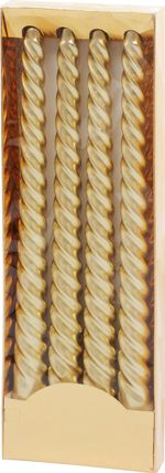Candle MagicHome Christmas, 25 cm, pack of 4 pcs, gold, spiral, twisted0500000079669