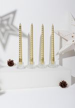Candle MagicHome Christmas, 25 cm, pack of 4 pcs, gold, spiral, twisted0500000079669