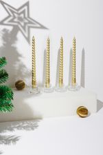 Candle MagicHome Christmas, 25 cm, pack of 4 pcs, gold, spiral, twisted0500000079669