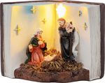 Dekorácia MagicHome Vianoce, Betlehem v knihe, LED, interiér, 13,5x8x9,5 cm