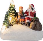 Decoration MagicHome Christmas, Santa with child, LED, 2xAAA, indoor, 9.5x6x8 cm, sellbox 12 pcs