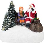 Decoration MagicHome Christmas, Santa with child, LED, 2xAAA, indoor, 9.5x6x8 cm, sellbox 12 pcs