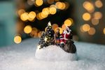 Decoration MagicHome Christmas, Santa with child, LED, 2xAAA, indoor, 9.5x6x8 cm, sellbox 12 pcs
