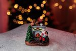 Dekorácia MagicHome Vianoce, Santa s dieťaťom pri krbe, LED, interiér, 10,5x8x9 cm, Sellbox 12 ks